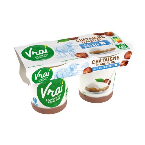 Vrai Yaourt De Brebis Châtaigne Des Cévennes Bio 2x125g