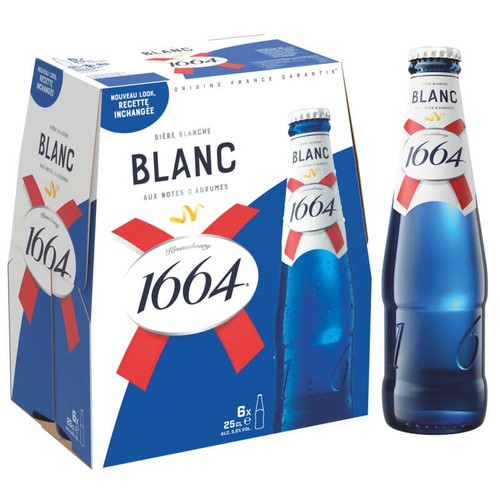 1664 Bière Blanche Aromatisée Citron & Coriandre Fraîche Et Fruitée 6x25cl
