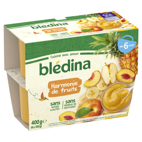 Bledina Coupelles Fruits Harmonie de Fruits 4X100g Dès 6 Mois