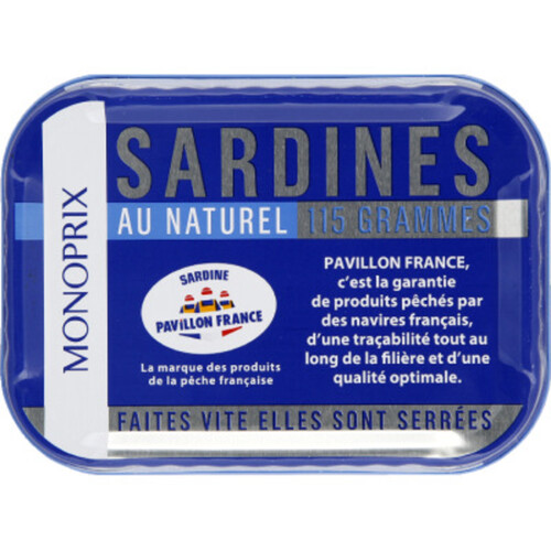 Monoprix Sardines au Naturel Pavillon France 115g