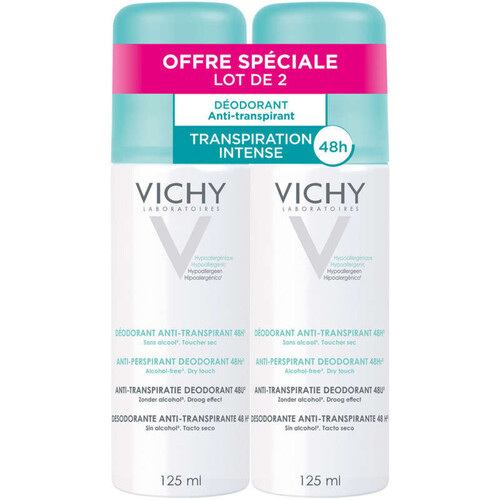 [Para] Vichy Déodorant Anti-Transpirant Efficacité 48H sans alcool 2x125 ml