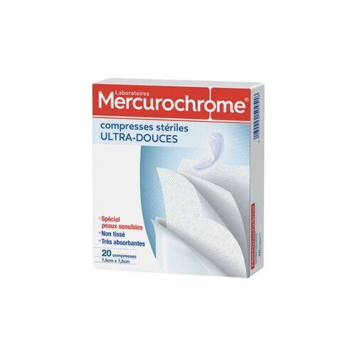 Mercurochrome Compresses Ultra-Douces Stériles, Ultra-Absorbantes