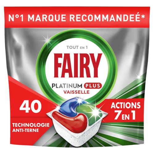 Fairy Platinum Plus All In One Technologie Anti-terne Tablettes Lave-Vaisselle Regular x40