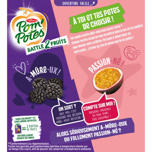 Materne Pom'Potes Battle 2 Fruits Multivariétés 4x90g