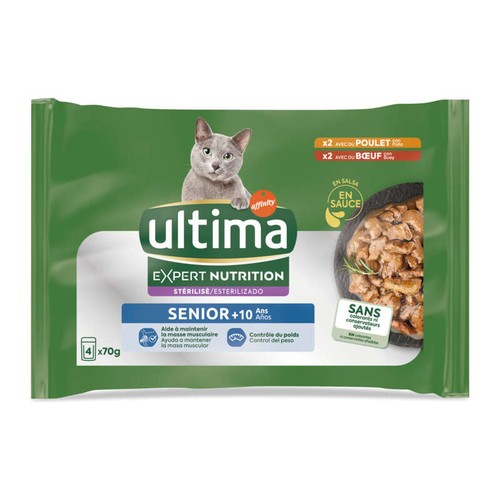 Ultima Expert Nutrition Chat stérilisé sénior 4x70g