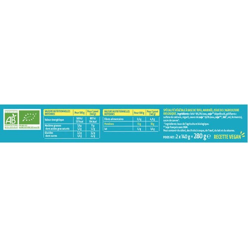 Céréale Bio frais tofu marine la japonaise 280g