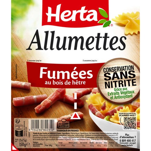 Herta Allumettes Fumés Sans Nitrite 2x75g