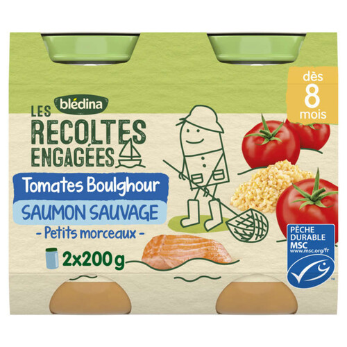 Blédina tomates boulghour saumon sauvage - dès 8 mois - 2x 200g