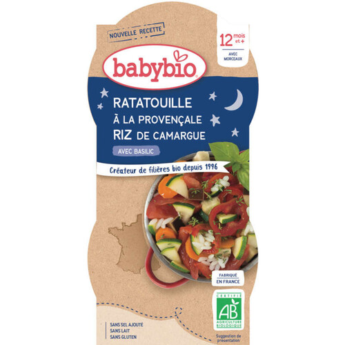 BabyBio Plat Ratatouille & Riz de Camargue Dès 12M 2x200G