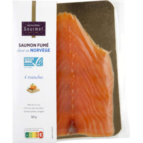 Monoprix Gourmet Saumon Fumé Norvège Asc *4 Tranches 160g