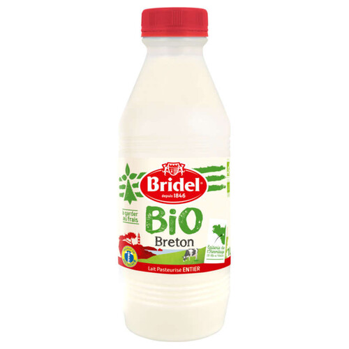 Bridel lait pasteurisé entier bio la bouteille de 1L 