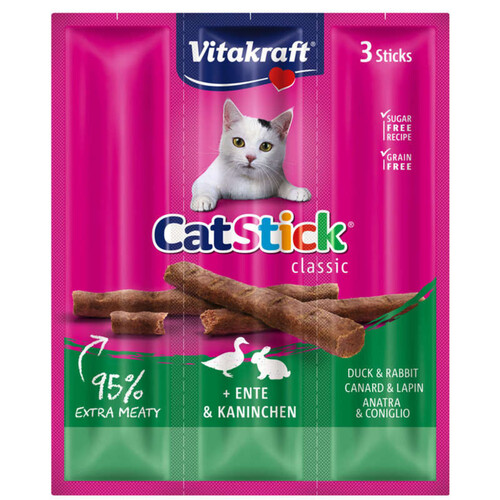 Vitakraft Cat-Stick Mini, Aliment Complémentaire Pour Chat Au Canard & Lapin 18G
