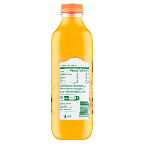 Tropicana Pur Jus d'Orange Sans Pulpe 1L