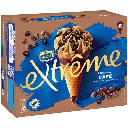 Nestlé Cônes Extrême Café sauce au café et Pépites 6x71g