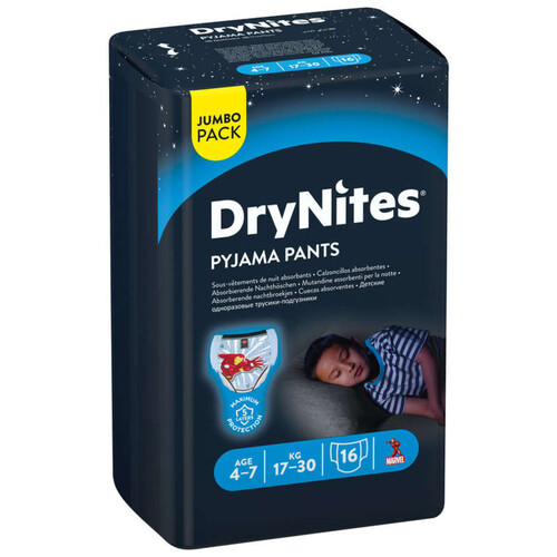 Drynites Culottes De Nuit Garçon 4-7 Ans 16 x 30kG.