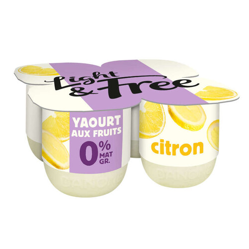 Light & Free Yaourt citron allégé 0% 4x125g
