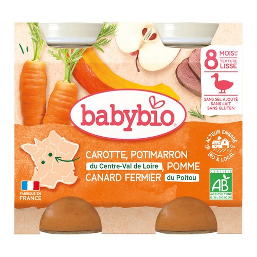 [Par Naturalia] Babybio Carotte Potimarron Pomme Canard fermier du Poitou 400g