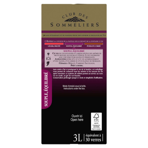 Club Des Sommeliers Blaye Côtes de Bordeaux Vin rouge 3l