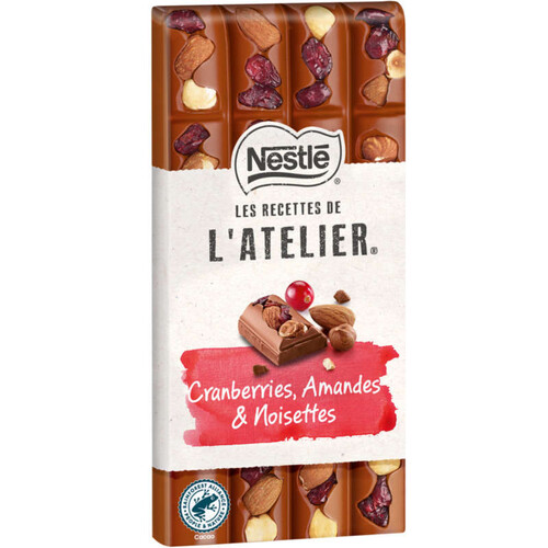 Nestlé Dessert Chocolat au Lait Gourmands Cranberries, Amandes et noisette