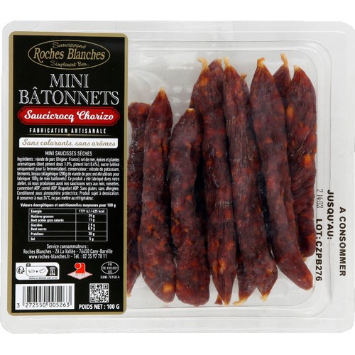 Les Roches Blanches mini batônnet Chorizo 100g