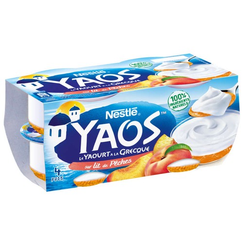 Yaos Yaourt à la Grecque lit pêche 4x125g