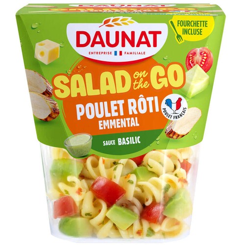 Daunat Salad on the Go Poulet Rôti Emmental sauce basilic 270g