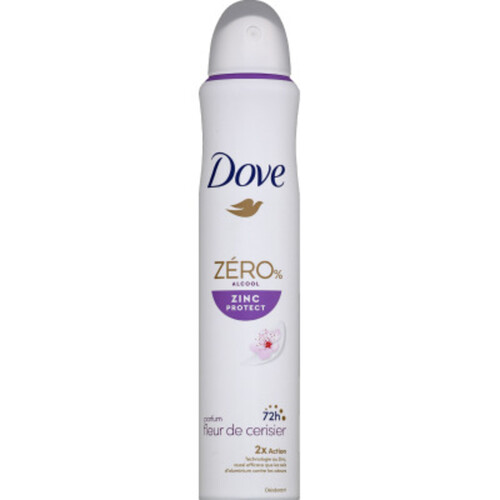 Dove Déodorant Zéro % Alcool Zinc Protect parfum Fleur de Cerisier 200ml