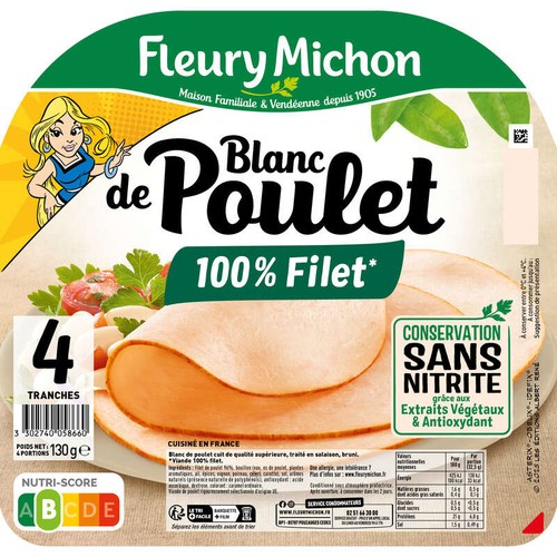 Fleury Michon Blanc de Poulet Sans Nitrite 130g