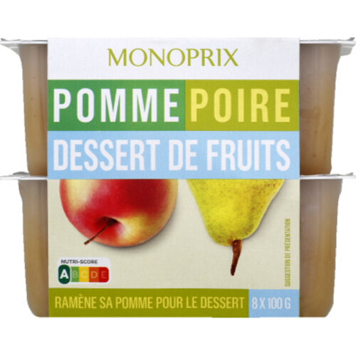 Monoprix pomme poire dessert de fruits 8x100g
