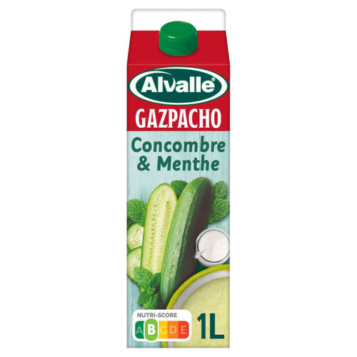 Alvalle - Gazpacho - soupe froide de concombre et menthe - La brique de 1L