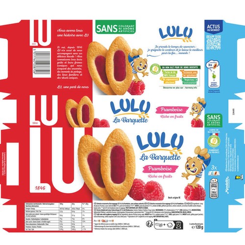 Lu Lulu La Barquette Biscuits Framboise 120g