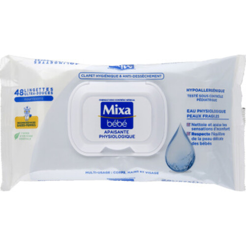 Mixa Lingettes Bébé Apaisante Physiologique x48