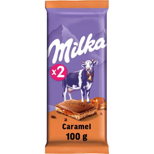 Milka Tablette Chocolat Lait Fourrée À La Crème Et Caramel Lot 2x100g