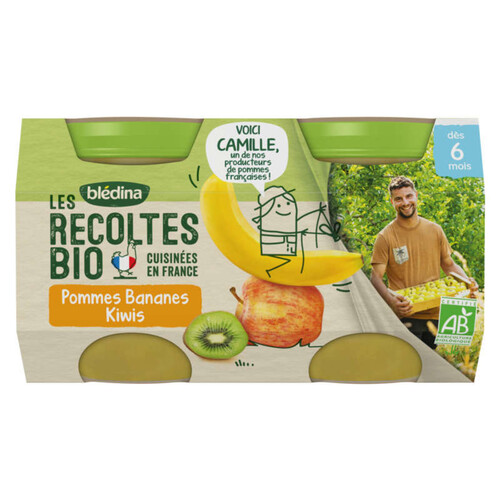 Blédina Petits Pots Bio Pommes, bananes, kiwis dès 6 mois 260g