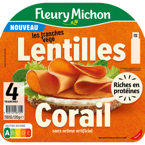 Fleury Michon Tranches de lentilles corail x4 120g