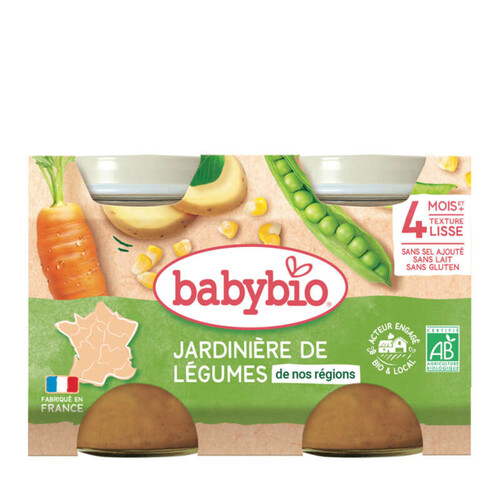 Babybio Petits Pots Jardinière de Légumes Dès 4 Mois 2x130g