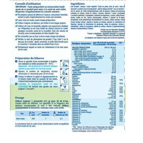Hipp Biologique Lait 2 Combiotic dès 6 mois 800g