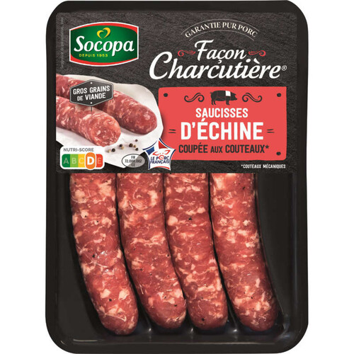 Socopa Saucisse d'Echine Coupé aux Couteaux 4x70g