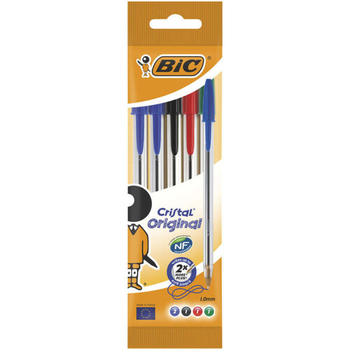 Bic 5 Stylos-Billes Cristal, Mix De Couleurs