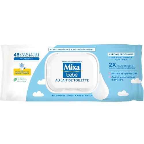 Mixa Lingettes bébés au Lait x48