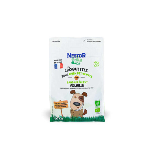 Nestor Bio Croquettes pour Chien de petite race Volaille Bio 1,2kg