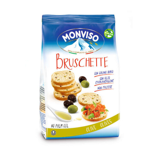 Monviso Crustini Mini Bruschette Olives 100% Végétale 120g