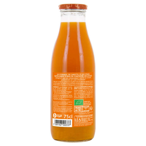 Jardin Bio jus d'orange, citron et carotte la bouteille de 75cl
