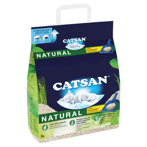 Catsan Litière Agglomérante Végétale Pour Chat 5L - 2,73kg