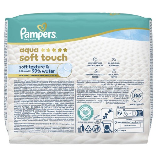 Pampers Aqua Soft Touch Lingettes Pour Bébé 3x48