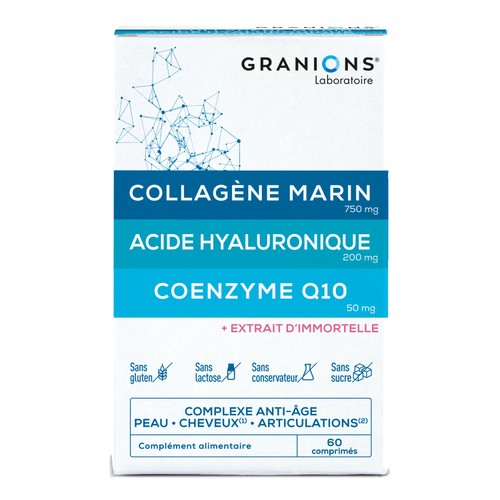 Granions Complexe Collagène Marin et Acide Hyaluronique + Coenzyme Q10 x60 comprimés