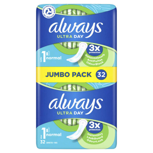 Always ultra jour serviettes normal (taille 1) 32 serviettes