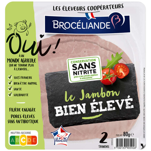 Brocéliande Le jambon bien élevé x2 sans Couenne 80g