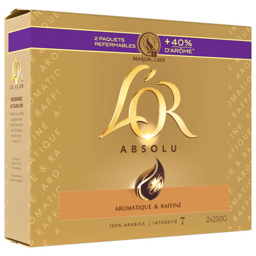 L'Or Absolu Café moulu 100% Arabica intensité 7 2x250g