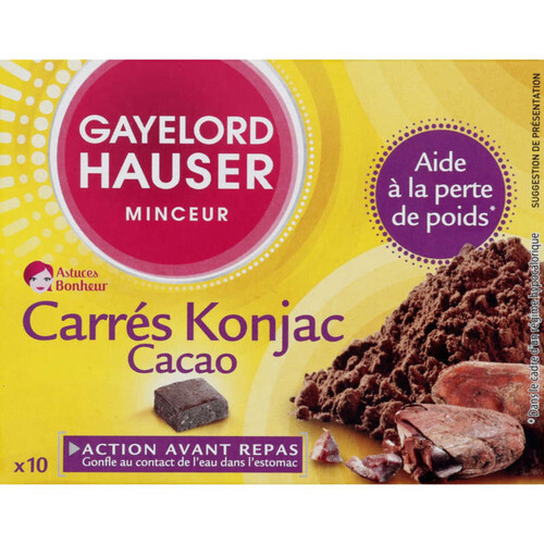 Gayelord Hauser Carrés Konjac Cacao, Aide À La Perte De Poids